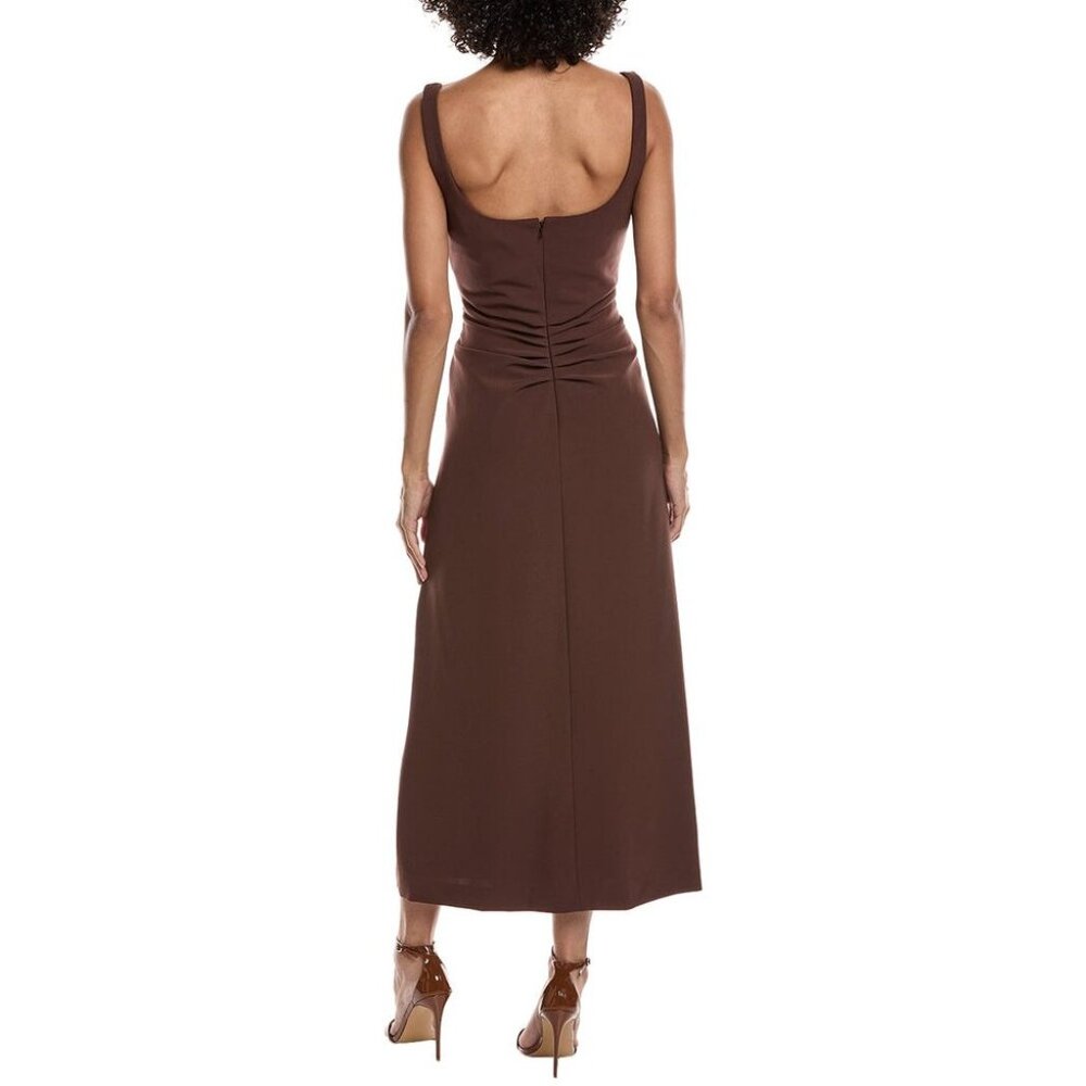 LELA ROSE RUCHED FLUID brown CREPE TANK DRESS size 6 - Picture 2 of 10